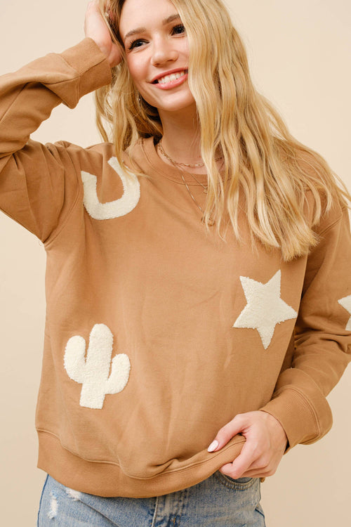 Western Patchwork Sweatshirt