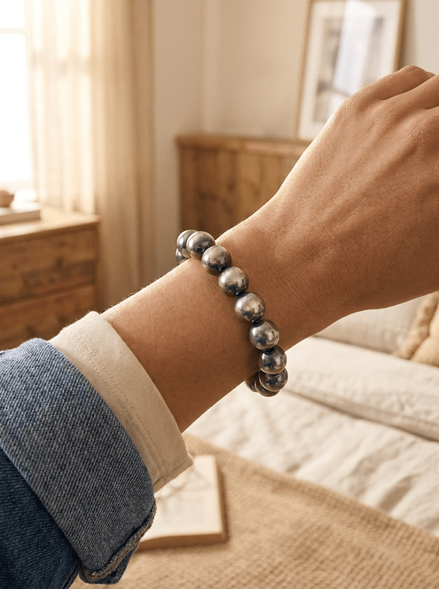 10mm Sterling Pearl Bracelet — 6 inch - Cowhide and Conchos