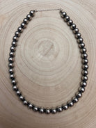 10mm Sterling Pearl Necklace - 18 inch necklace - Cowhide and Conchos