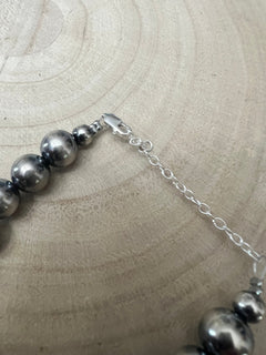 10mm Sterling Silver Pearls bracelet - 6 inch bracelet - Cowhide and Conchos