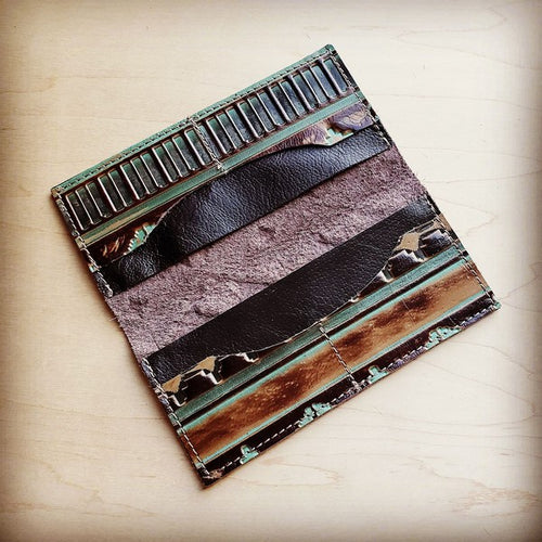Embossed Leather Wallet-Turquoise Navajo