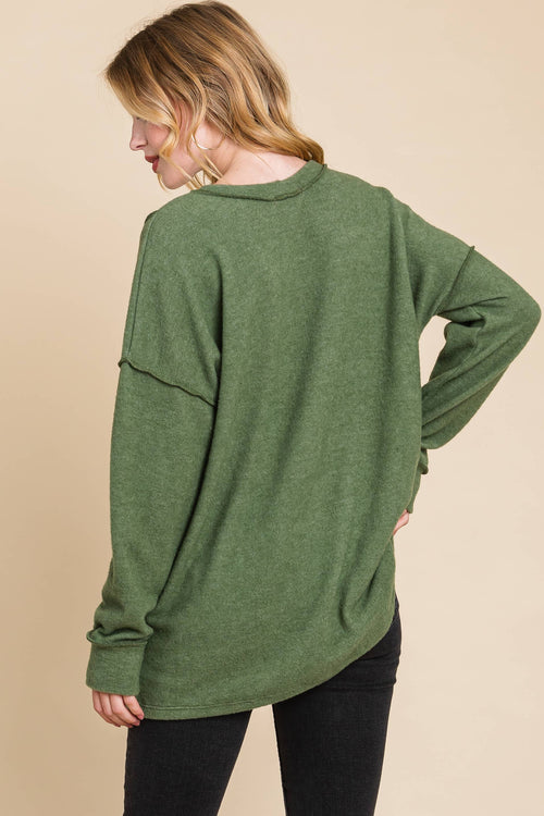 Teton Top Stitch Top - Olive and Camel colors!