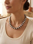 12mm Sterling Pearl Necklace — 16 inch - Cowhide and Conchos