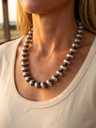 12mm Sterling Pearl Necklace — 20 inch - Cowhide and Conchos