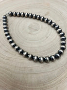 12mm Sterling Silver Pearls Necklace - 18 inch - Cowhide and Conchos