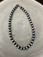 12mm Sterling Silver Pearls Necklace - 20 inch - Cowhide and Conchos