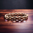 14/20 Rose Gold - Filled Woven Ring - Cowhide and Conchos