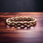 14/20 Rose Gold - Filled Woven Ring - Cowhide and Conchos
