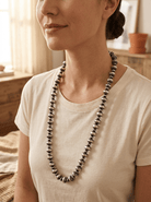 14mm & 10mm Saucer Sterling Pearl Statement Necklace — 35 inch - Cowhide and Conchos