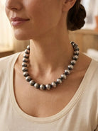 14mm Sterling Pearl Necklace — 18 inch - Cowhide and Conchos