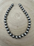 14mm Sterling Silver Pearls Necklace - 18 inch - Cowhide and Conchos