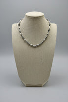 15” Torpedo Bead Necklace – Sterling Silver - Cowhide and Conchos
