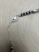 15” Torpedo Bead Necklace – Sterling Silver - Cowhide and Conchos