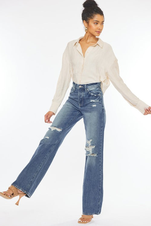 'Kan Can USA Ultra High Rise Distressed Nineties Flare