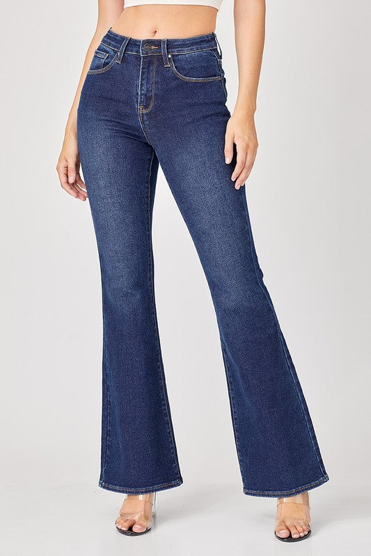 Risen High Rise Basic Flare Jeans – Cowhide and Conchos