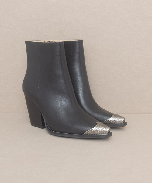 OASIS SOCIETY Bootie with Etched Metal Toe