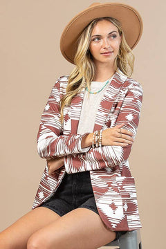 AV1127-CARLY AZTEC PRINT BLAZER WITH POCKET