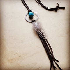 Brown Leather Necklace with Blue Turquoise
