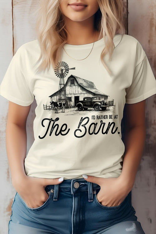 I'd Rather Be At The Barn, Farm Graphic Tee