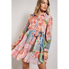 Flower Print Long Sleeve Dress