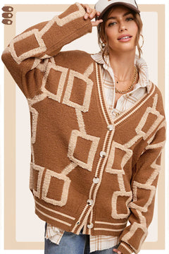 Loose Fit Drop Shoulder Cozy Knit Cardigan