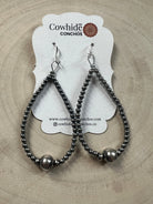 3-4-8mm Sterling Pearl Teardrop Earrings — 3 inch Drop (Made in USA) - Cowhide and Conchos