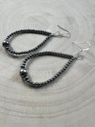 3-4-8mm Sterling Pearl Teardrop Earrings — 3 inch Drop (Made in USA) - Cowhide and Conchos