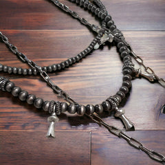 3 Layer Stack - Faux Squash Necklace, choker, and paper clip necklace - 12, 16 and 18 inch - Cowhide and Conchos