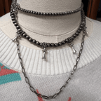 3 Layer Stack - Faux Squash Necklace, choker, and paper clip necklace - 12, 16 and 18 inch - Cowhide and Conchos
