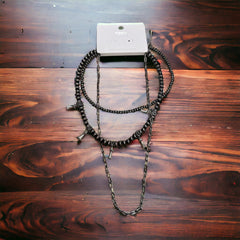 3 Layer Stack - Faux Squash Necklace, choker, and paper clip necklace - 12, 16 and 18 inch - Cowhide and Conchos