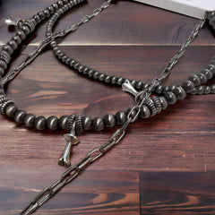 3 Layer Stack - Faux Squash Necklace, choker, and paper clip necklace - 12, 16 and 18 inch - Cowhide and Conchos