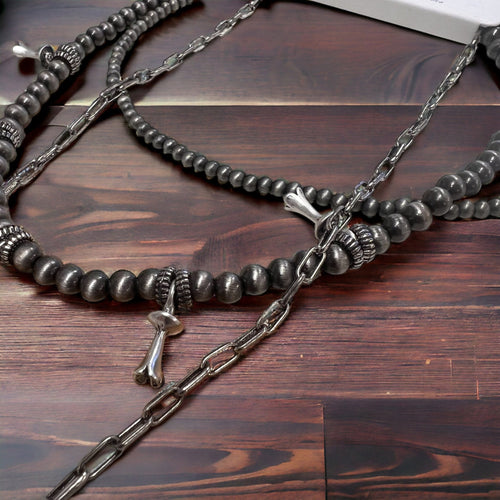 3 Layer Stack - Faux Squash Necklace, choker, and paper clip necklace - 12, 16 and 18 inch - Cowhide and Conchos