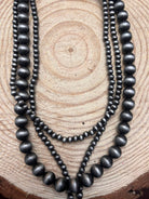 3 Layered Necklace with Faux Turquoise Cross Pendant - 16, 18 and 26 inch - Cowhide and Conchos