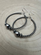 3 mm Sterling Silver Pearl Hoops with 10 mm - 2 inch drop - Cowhide and Conchos