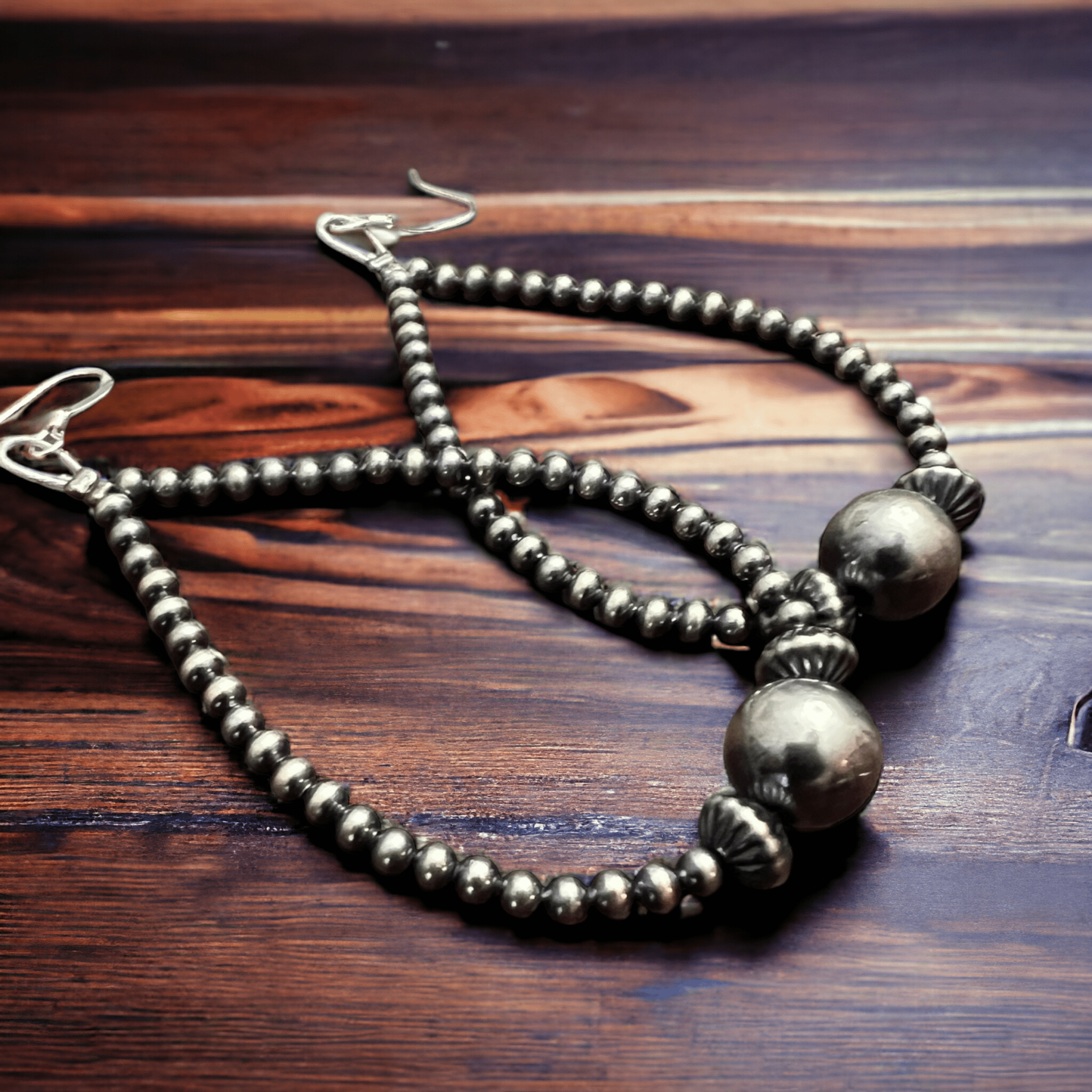 3 mm Sterling Silver Pearls earrings teardrop with 10 mm - Cowhide and Conchos