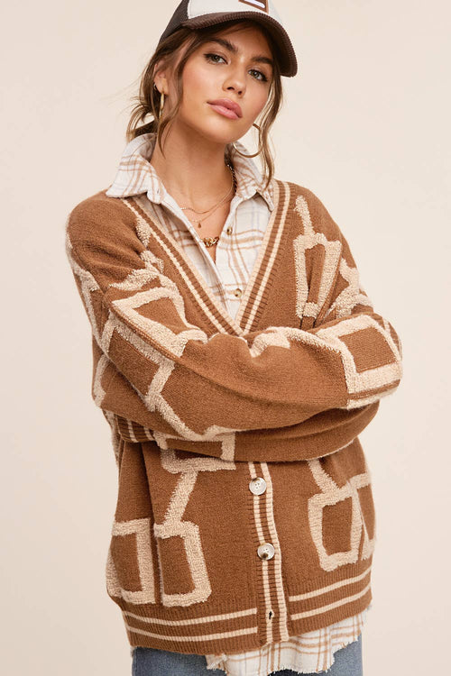 Loose Fit Drop Shoulder Cozy Knit Cardigan