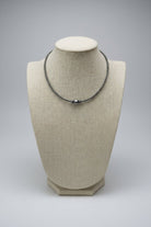 3mm Sterling Pearl Choker with 10mm Center & 2 Saucer Accents — 14 inch (with 3 inch Extender) - Cowhide and Conchos