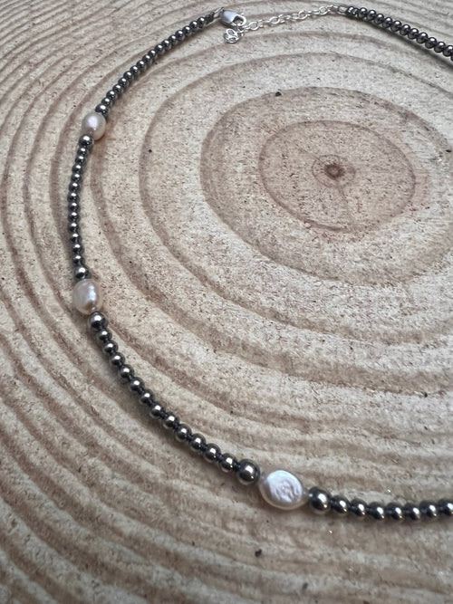 3mm Sterling Pearl Necklace with Fresh Water Pearls - 14 inch +3 - Cowhide and Conchos