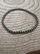 3mm Sterling Pearl Stretch Bracelet - Cowhide and Conchos