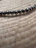 3mm Sterling Pearl Stretch Bracelet - Cowhide and Conchos