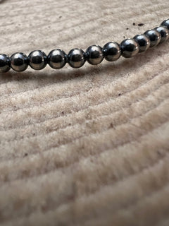 3mm Sterling Pearl Stretch Bracelet - Cowhide and Conchos