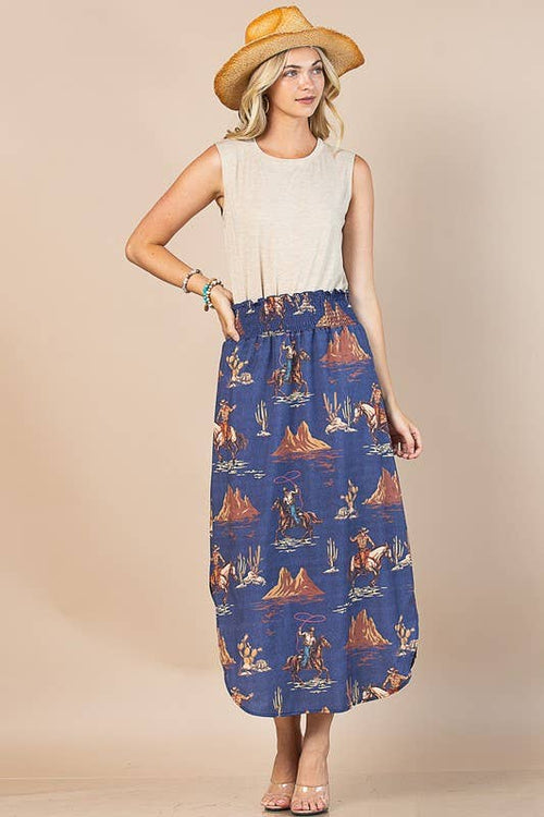 Wild West Print Maxi Skirt