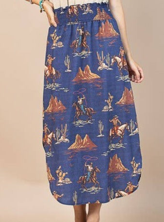 Wild West Print Maxi Skirt