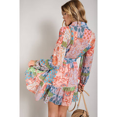 Flower Print Long Sleeve Dress