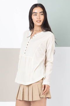 Comfy Waffle Casual Knit Henley Top - Med & Lg available