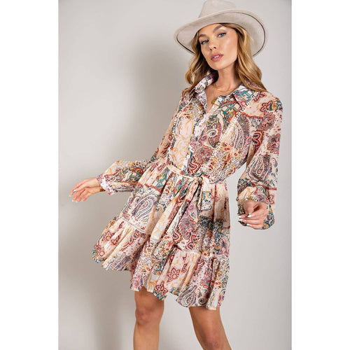 Flower Print Long Sleeve Dress