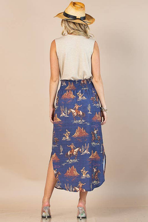 Wild West Print Maxi Skirt