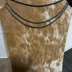 4mm Faux Pearls - 3 Layered Necklaces - Cowhide and Conchos
