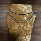 4mm Faux Pearls - 3 Layered Necklaces - Cowhide and Conchos