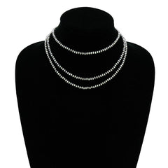 4mm Faux Pearls - 3 Layered Necklaces - Cowhide and Conchos